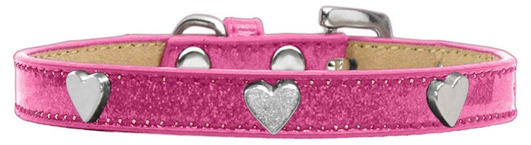 Silver Heart Widget Dog Collar Pink Ice Cream Size 12